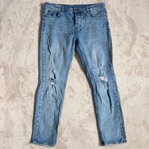 Tsubi Men's Blue Distressed Skinny Jeans
